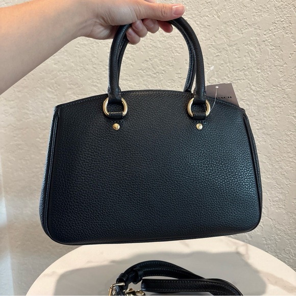 NWT Coach Savannah Black Leather Satchel with Gold Accents - Picture 4 of 10